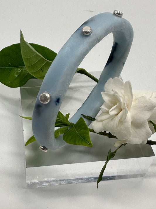 Baby Blue & Navy KWD Classic Resin & silver Bangle