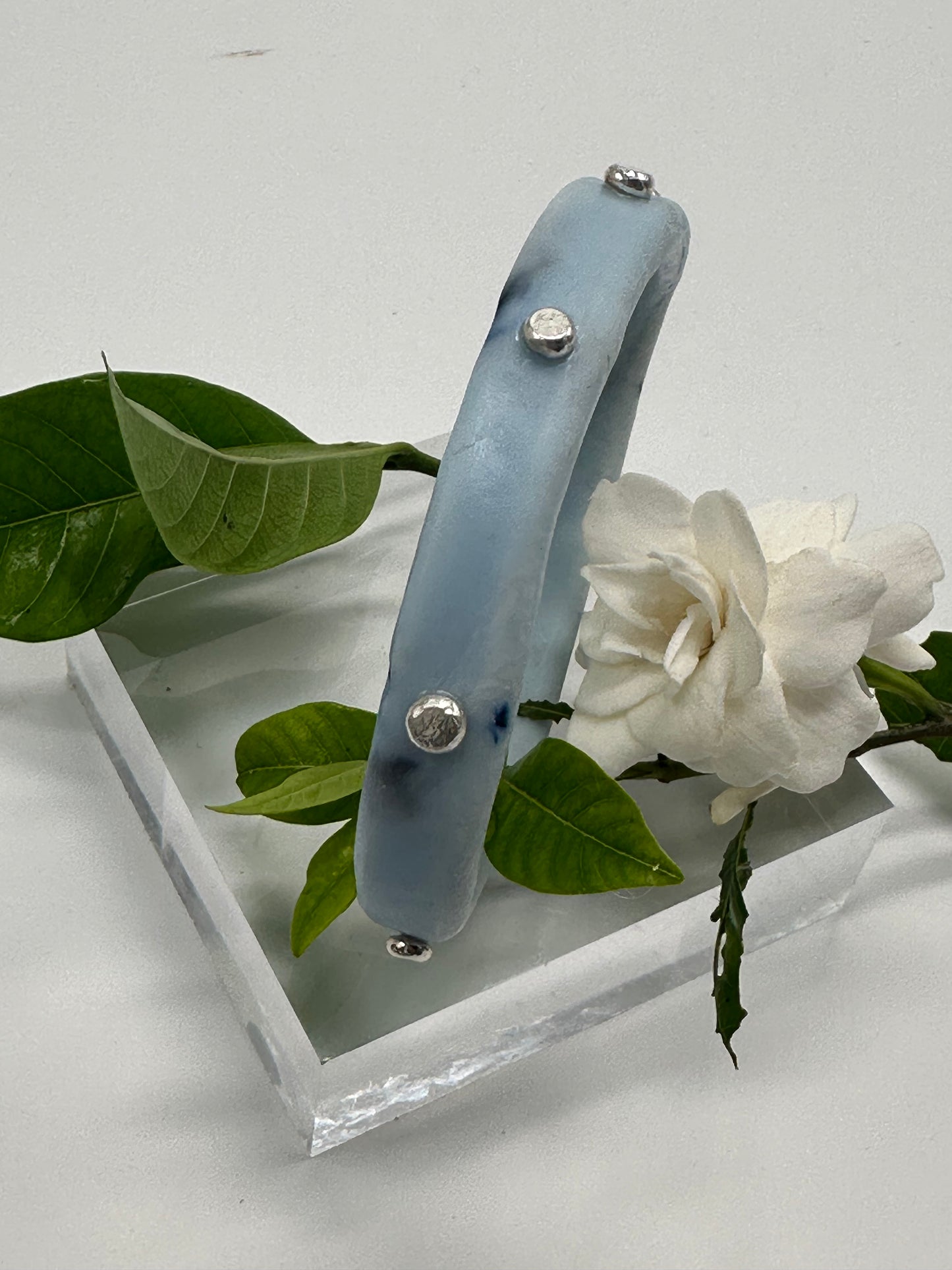 Baby Blue & Navy KWD Classic Resin & silver Bangle