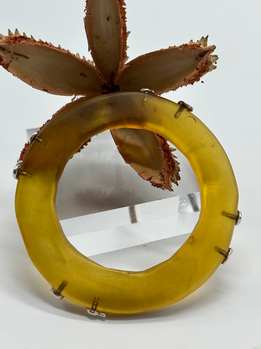 Tortoise Shell Irregular Flat Resin and sterling silver nugget bangle