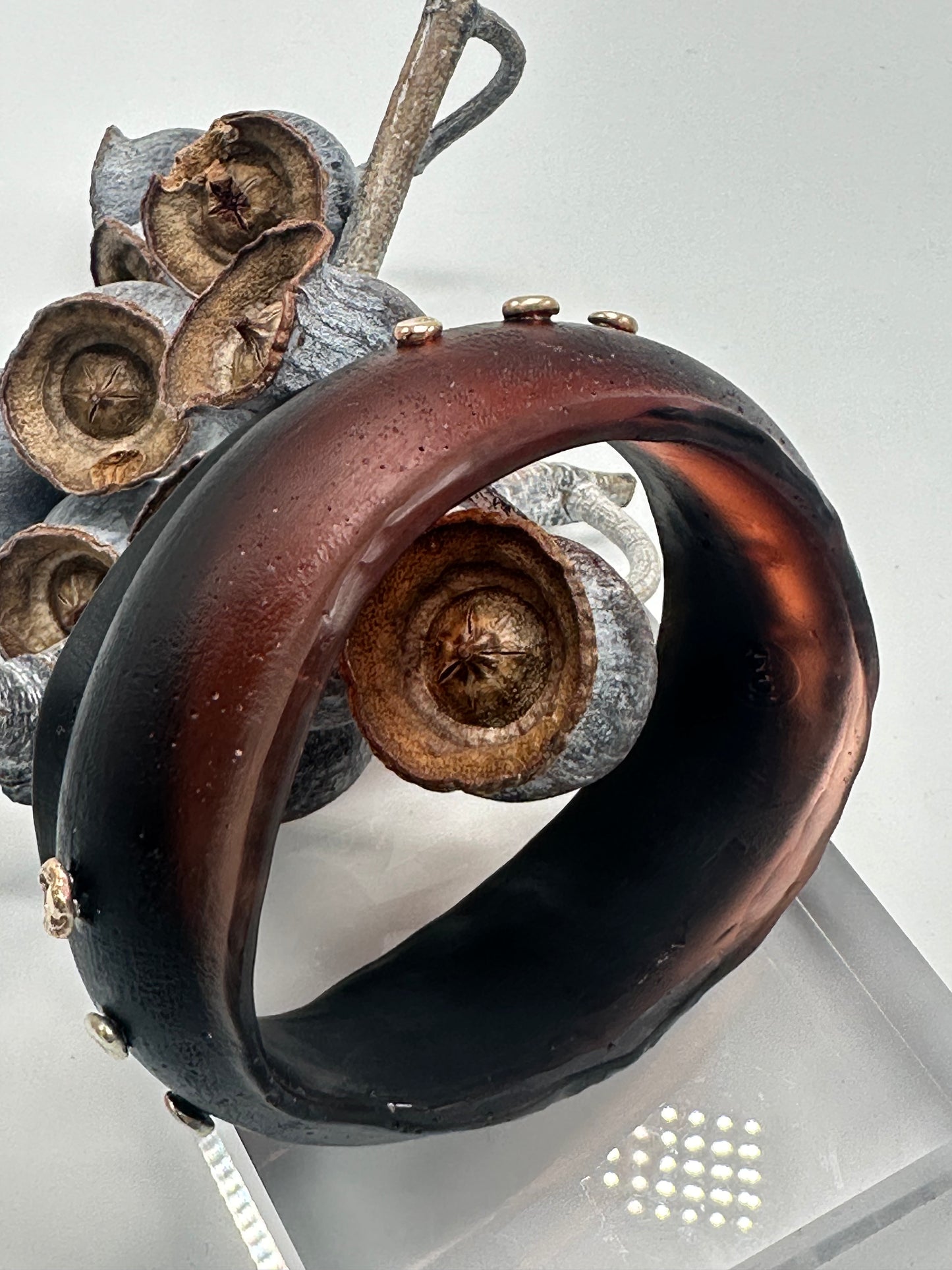 Black/Tortoise Shell Resin & Gold nugget wide bangle