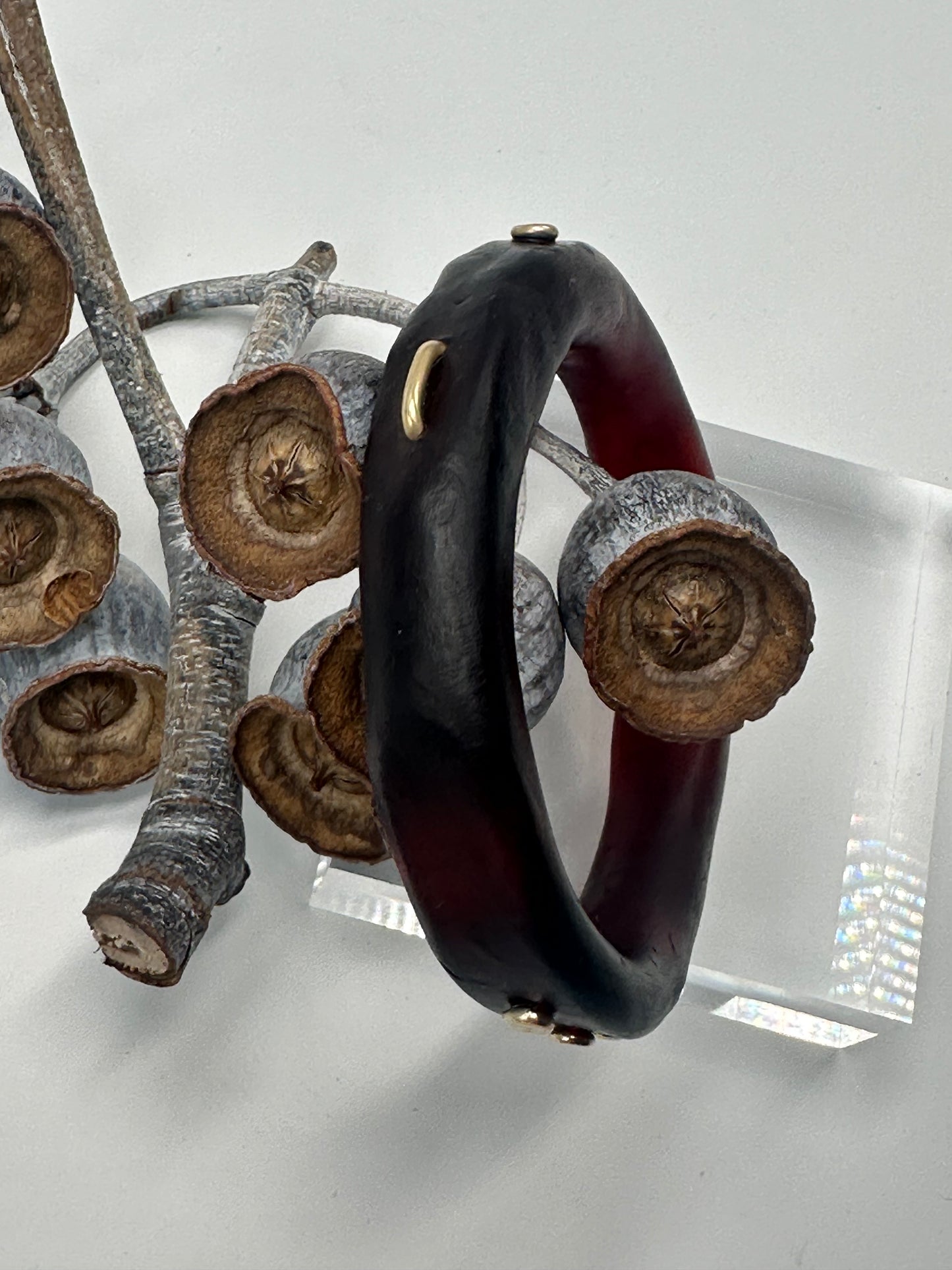 Tortoise Shell resin & Gold 'woopy' bangle