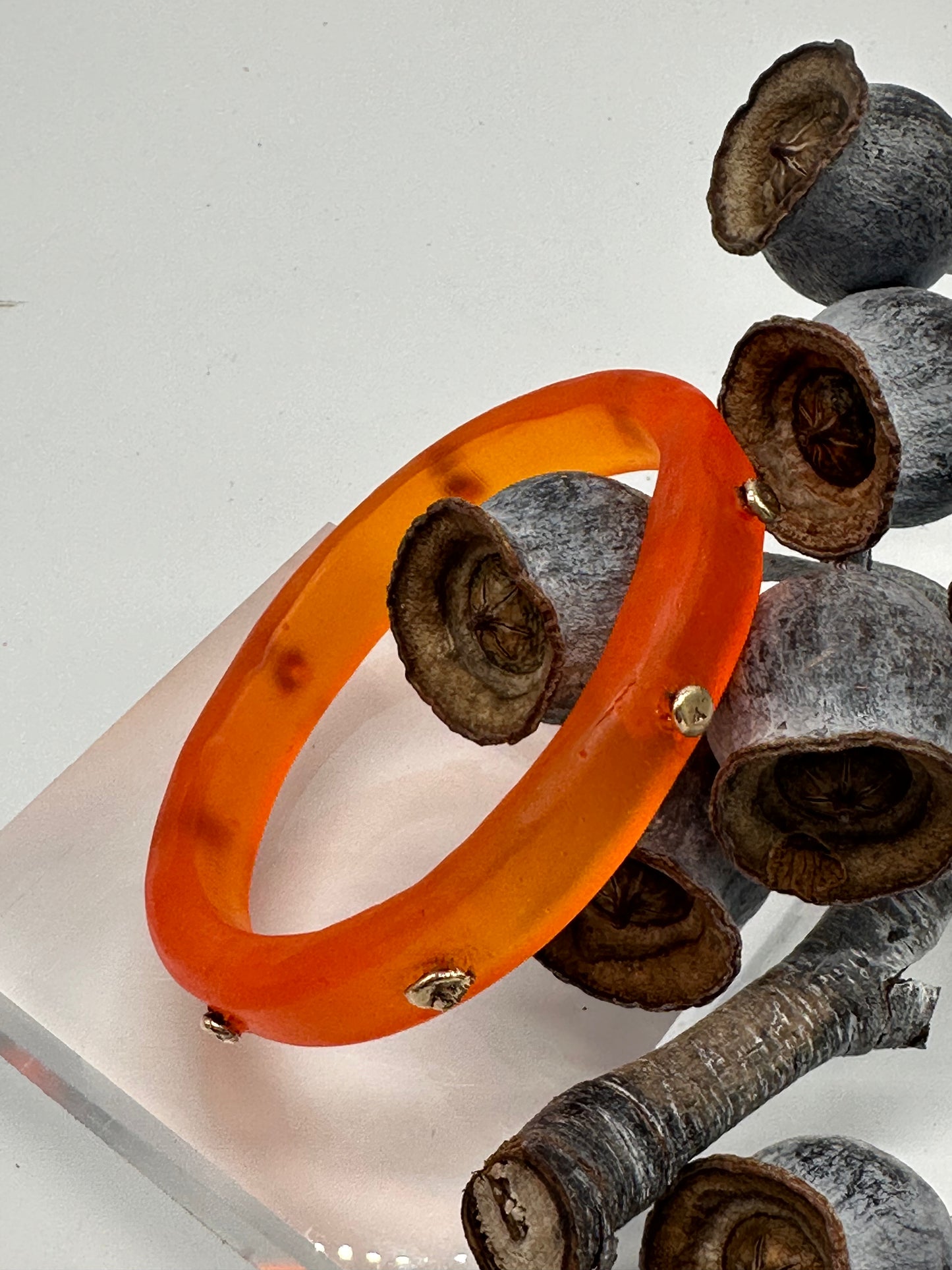 Orange KWD Classic Resin & gold nugget bangle