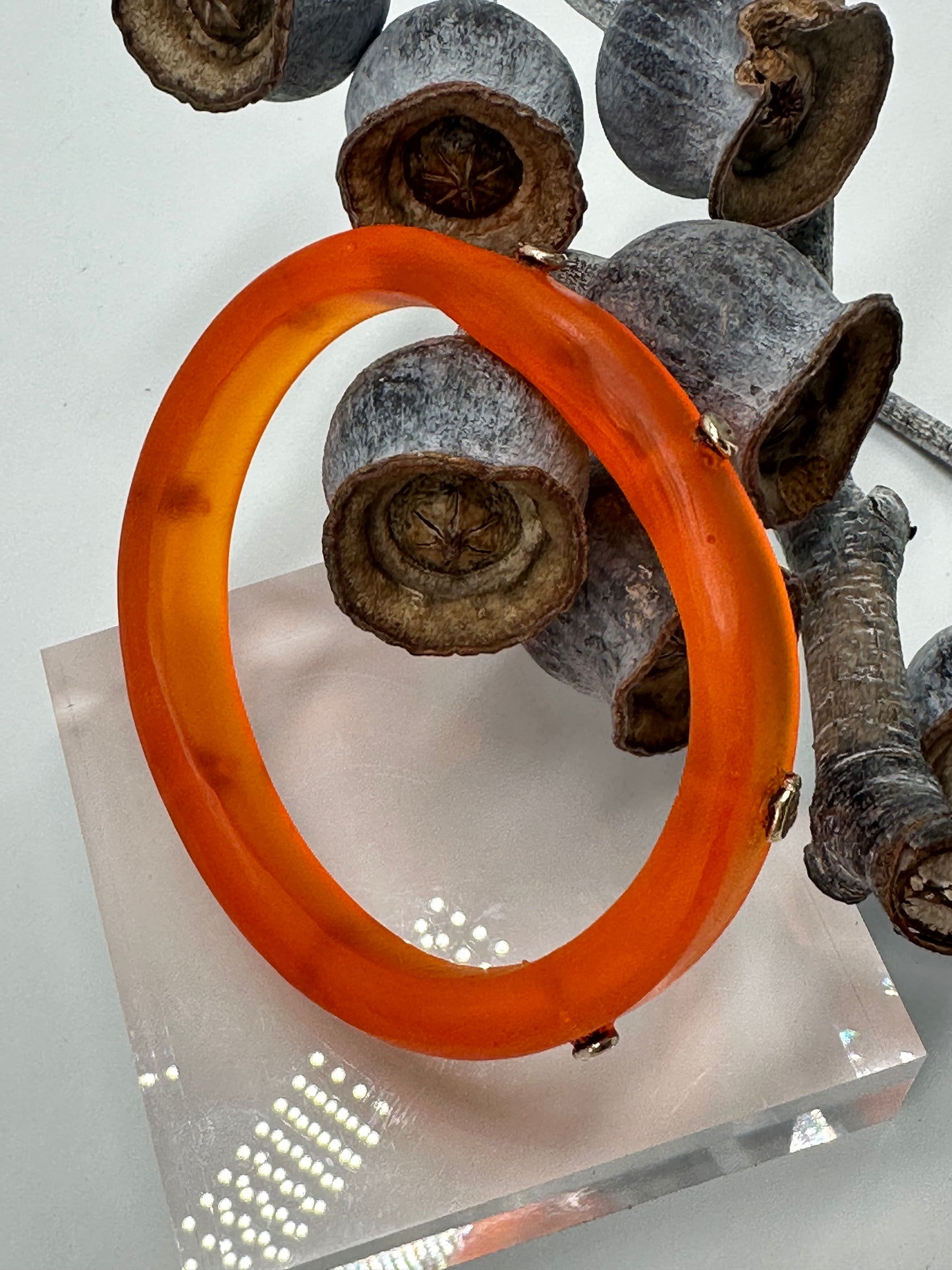 Orange KWD Classic Resin & gold nugget bangle