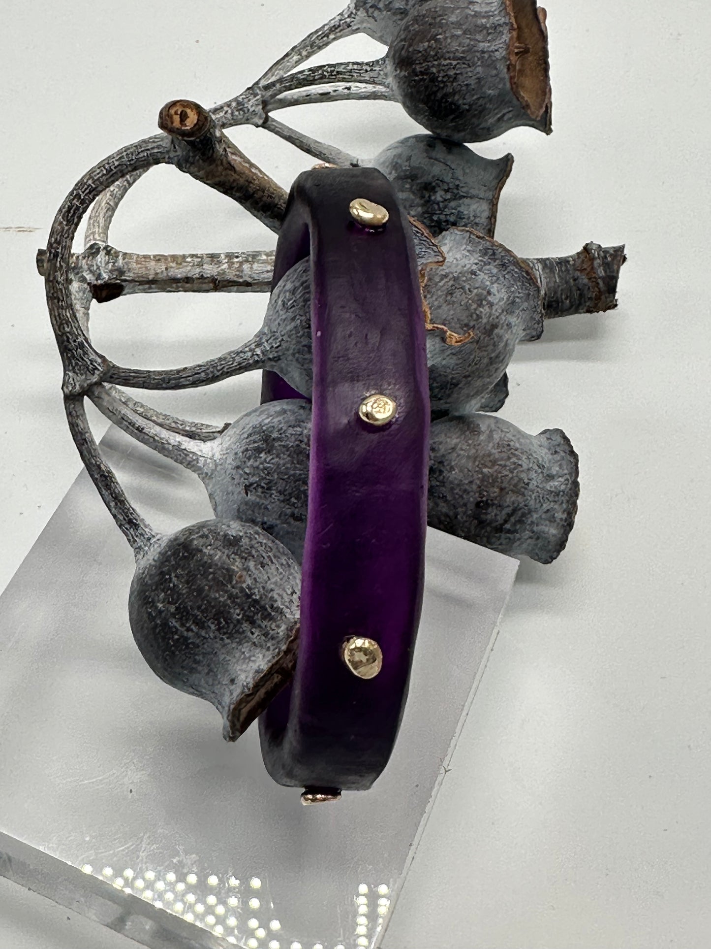 Purple KWD Classic Resin & gold nugget Bangle - XL