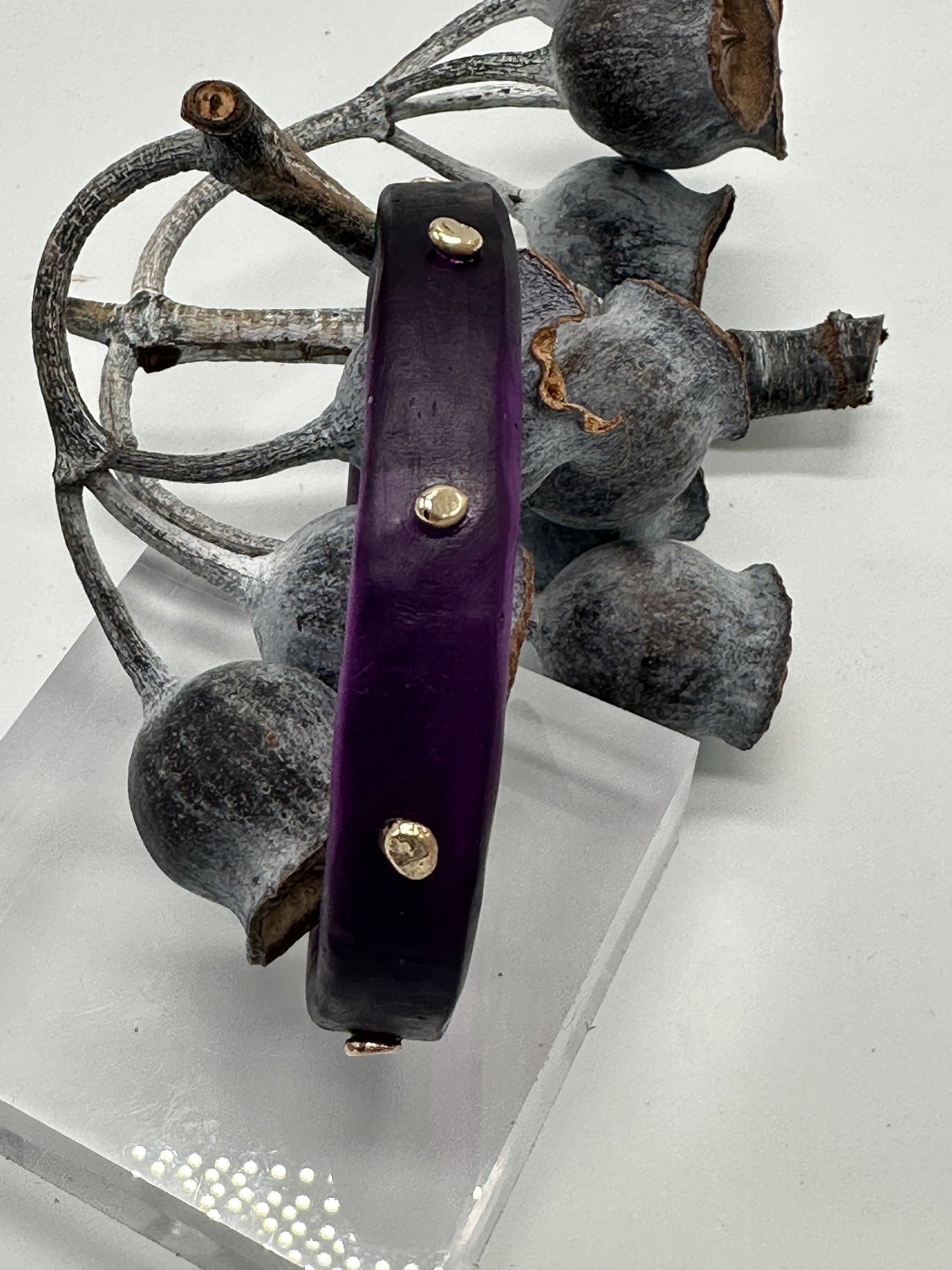 Purple KWD Classic Resin & gold nugget Bangle - XL