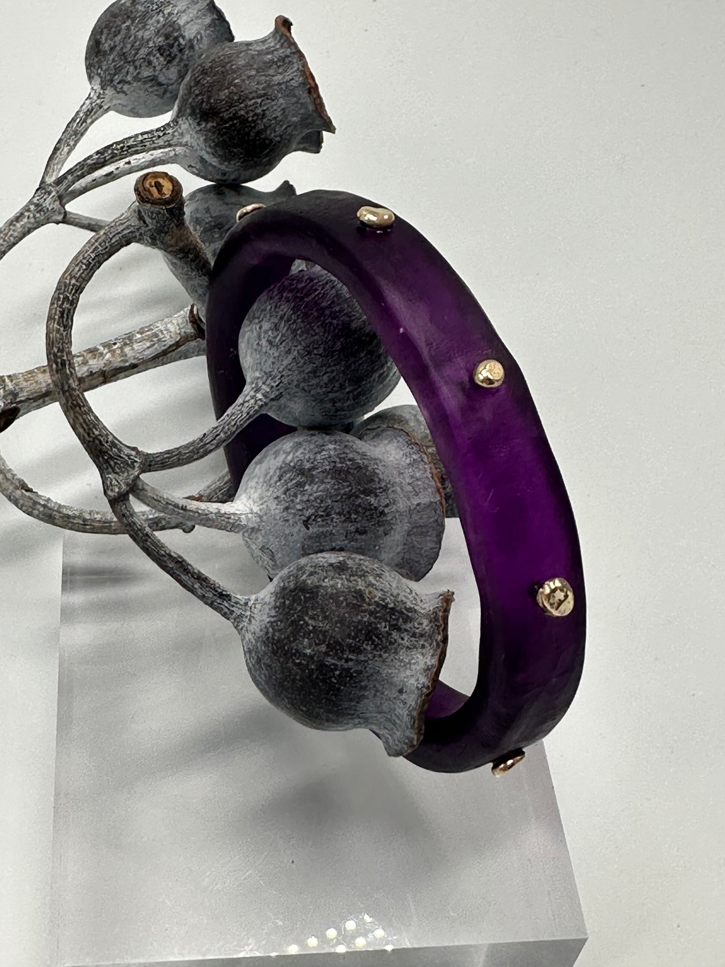 Purple KWD Classic Resin & gold nugget Bangle - XL