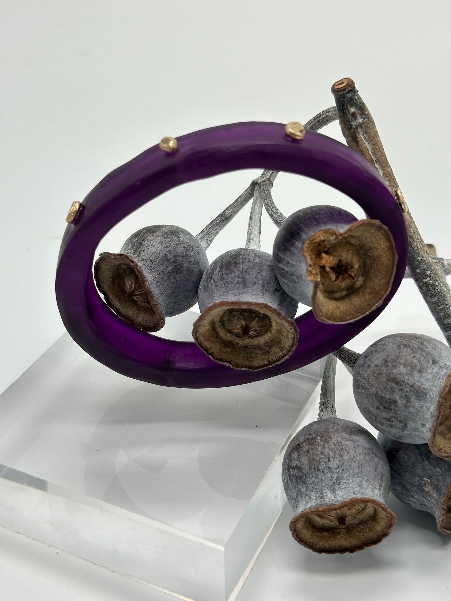 Purple KWD Classic Resin & gold nugget Bangle - XL