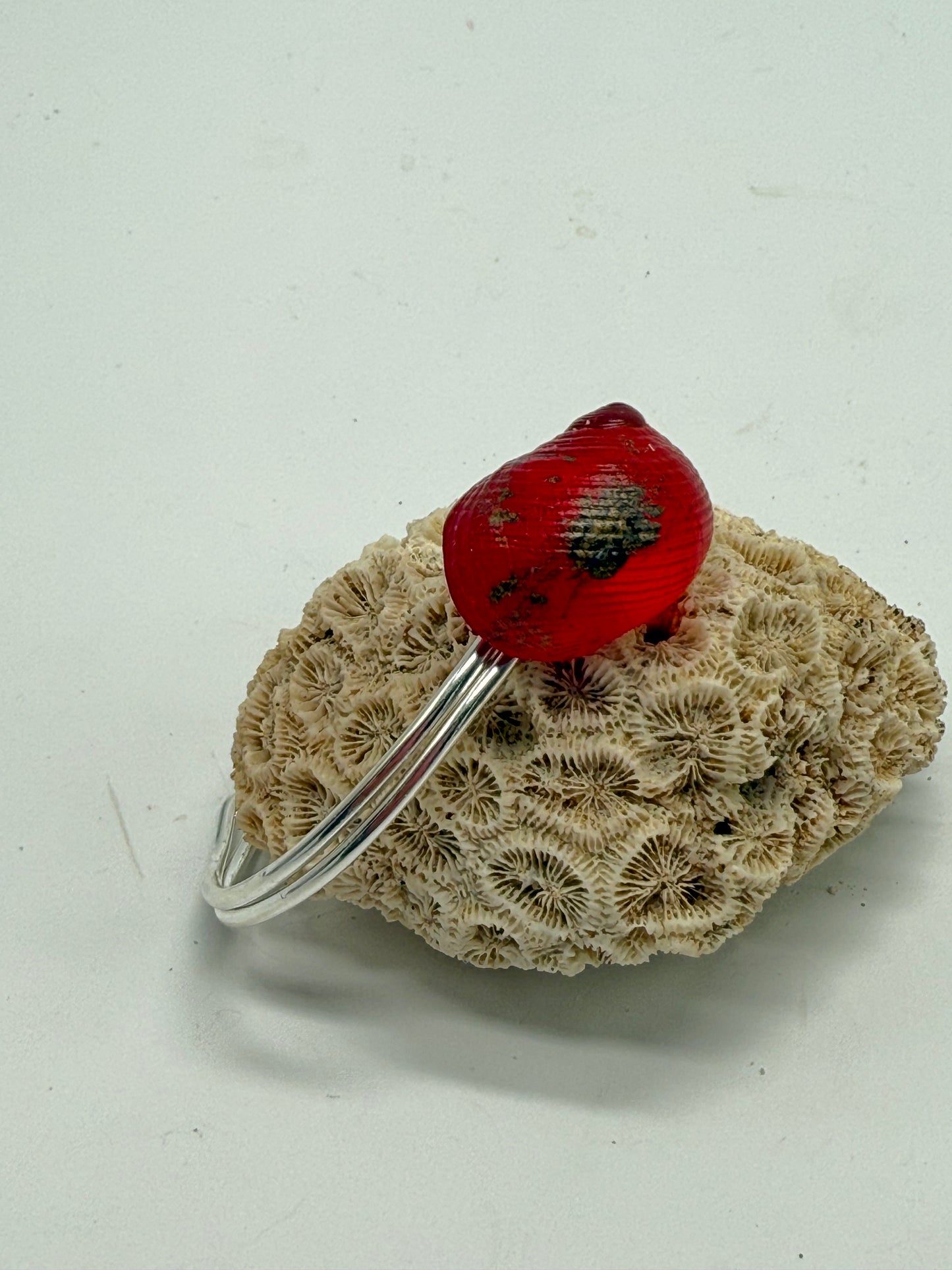 Sterling Silver cuff with Orange/Red/Brown resin shell