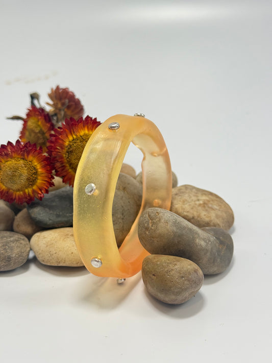 Pale Yellow & orange KWD Classic Resin Bangle - XS