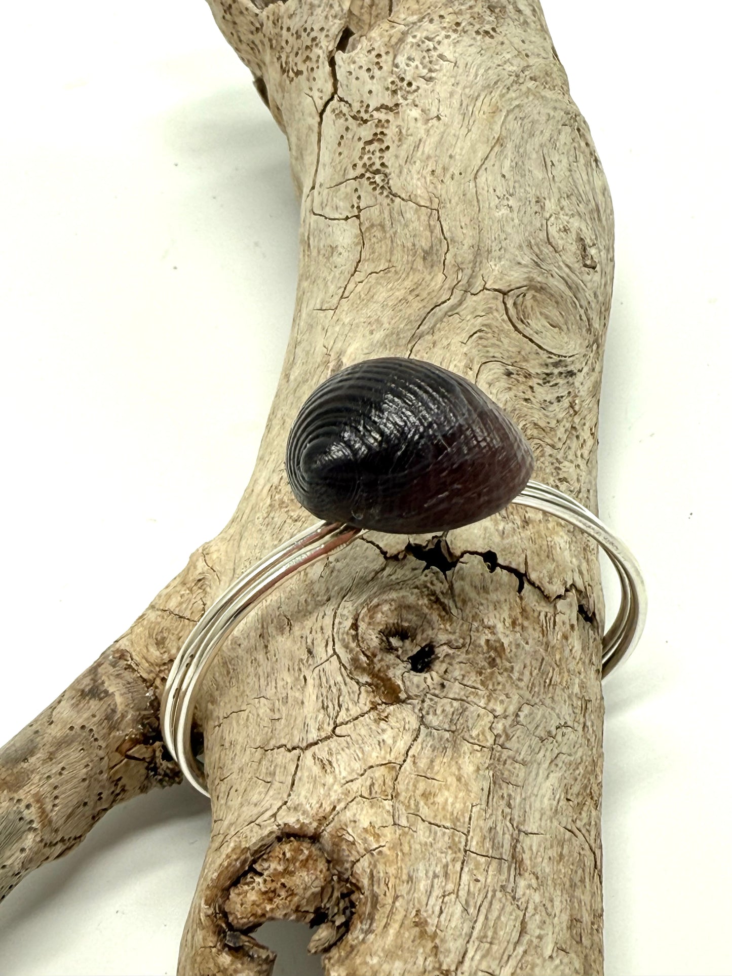 Sterling Silver cuff with Smoky Brown resin shell