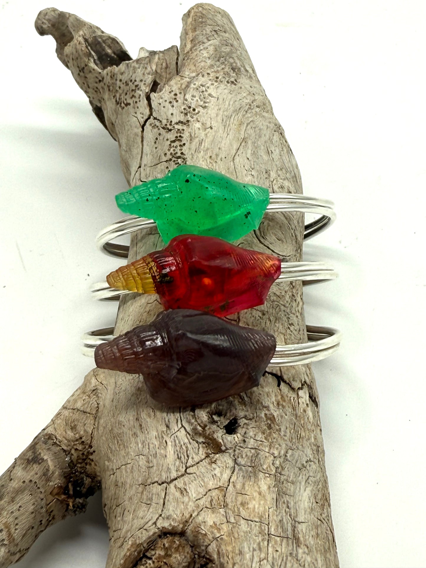 Sterling Silver cuff with Smoky Brown resin Conch shell