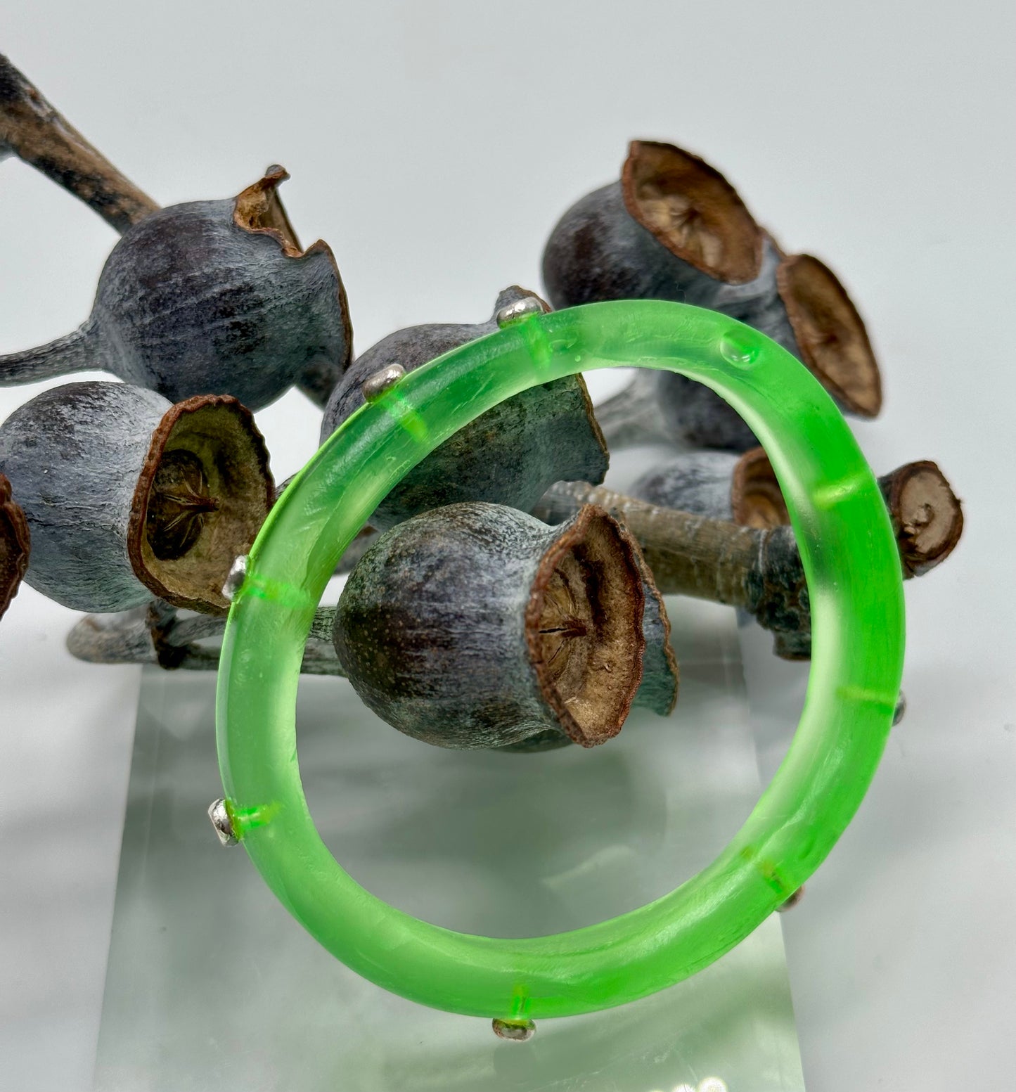 Neon Green KWD Classic Resin & silver Bangle