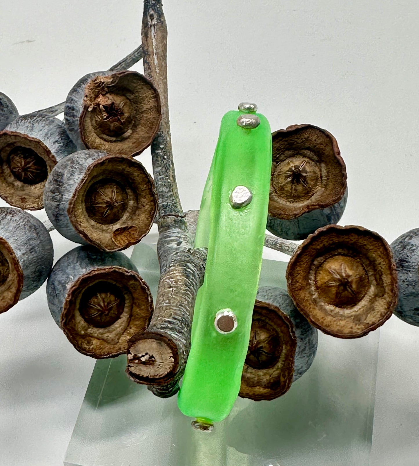 Neon Green KWD Classic Resin & silver Bangle