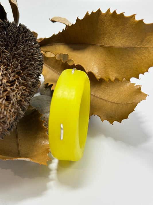 Bright Yellow 'Victoria'  KWD Resin & silver Bangle