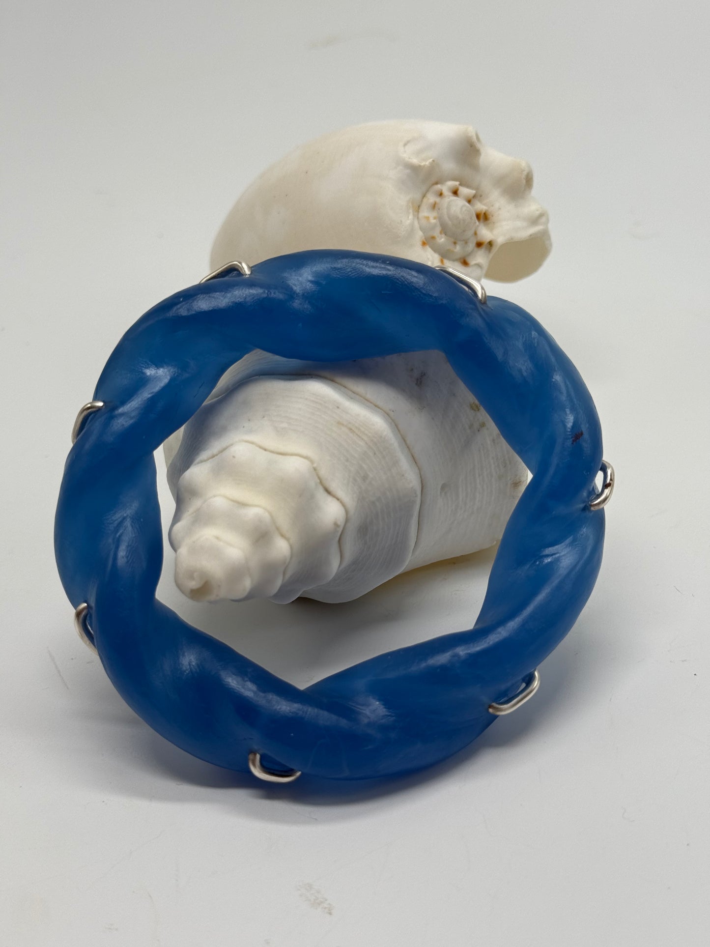 Blue Chunky twist resin & silver bangle
