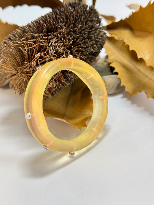 Pale yellow/orange resin Thick KWD Classic & silver Bangle