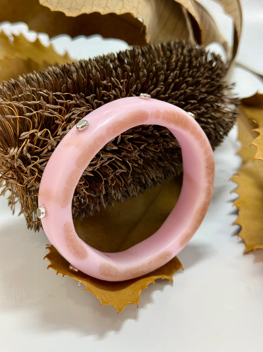 Soft Pink & Gold resin Thick KWD Classic & silver Bangle