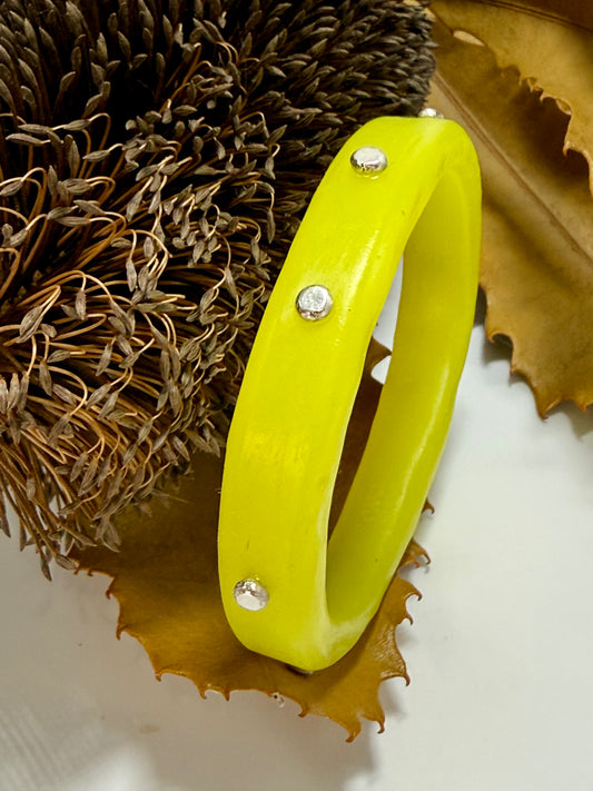 Bright Yellow resin & silver KWD Classic Bangle
