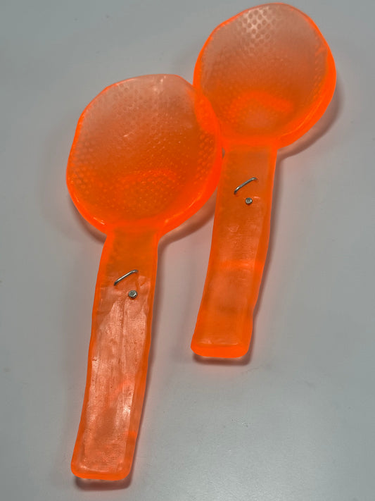 Salad Servers - Neon Orange resin & silver