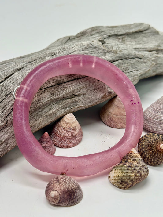 Pink woopy and silver bangle - XL