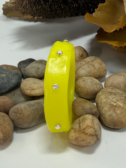 Bright Yellow KWD Classic Resin & silver Bangle - XS