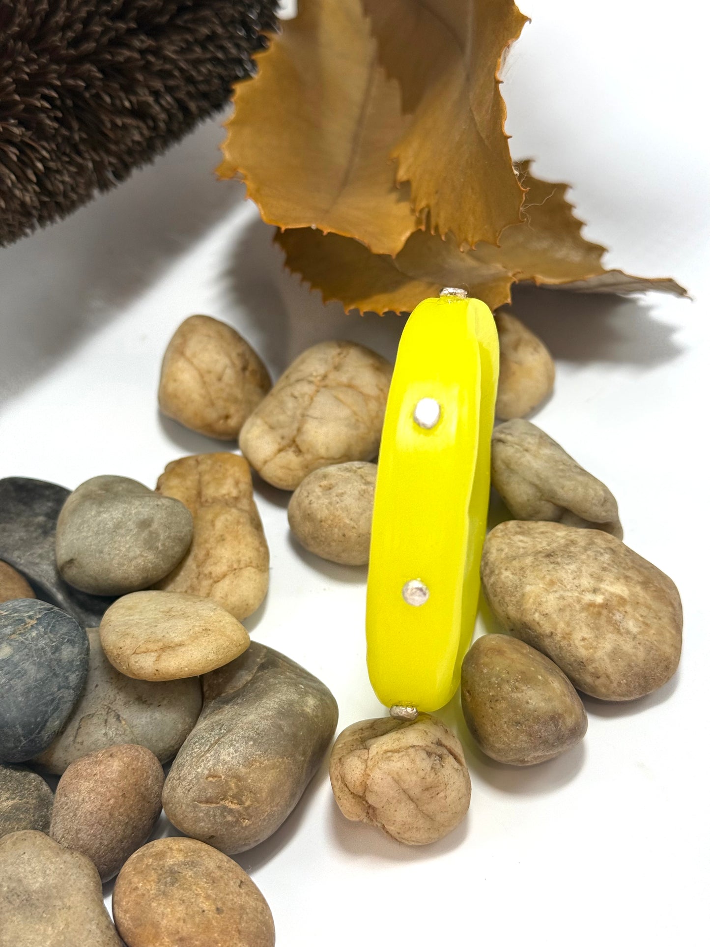 Bright Yellow resin Thick KWD Classic & silver Bangle