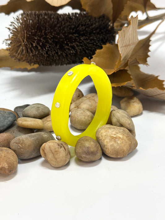 Bright Yellow resin Thick KWD Classic & silver Bangle