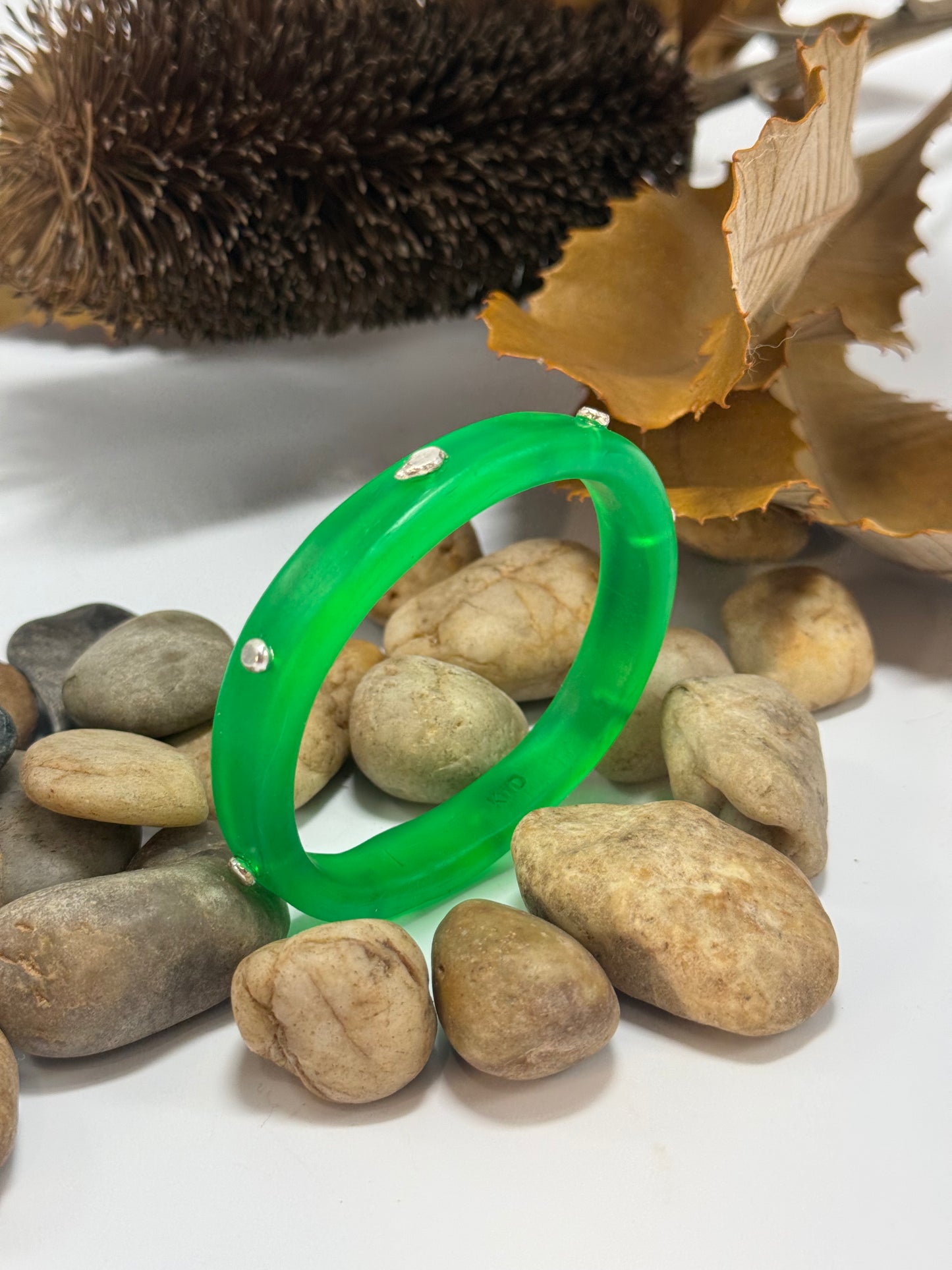Jade Green resin & silver KWD Classic Bangle