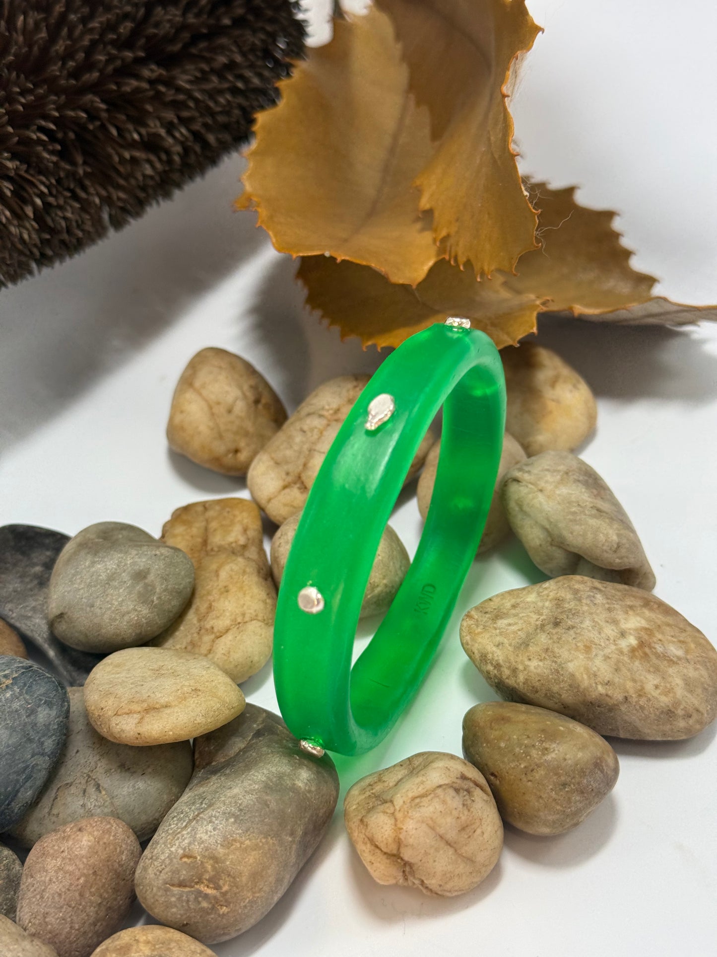 Jade Green resin & silver KWD Classic Bangle