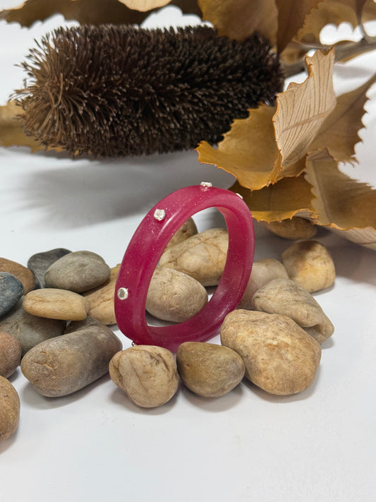Cherry Red/silver glitter  resin & silver KWD Classic Bangle