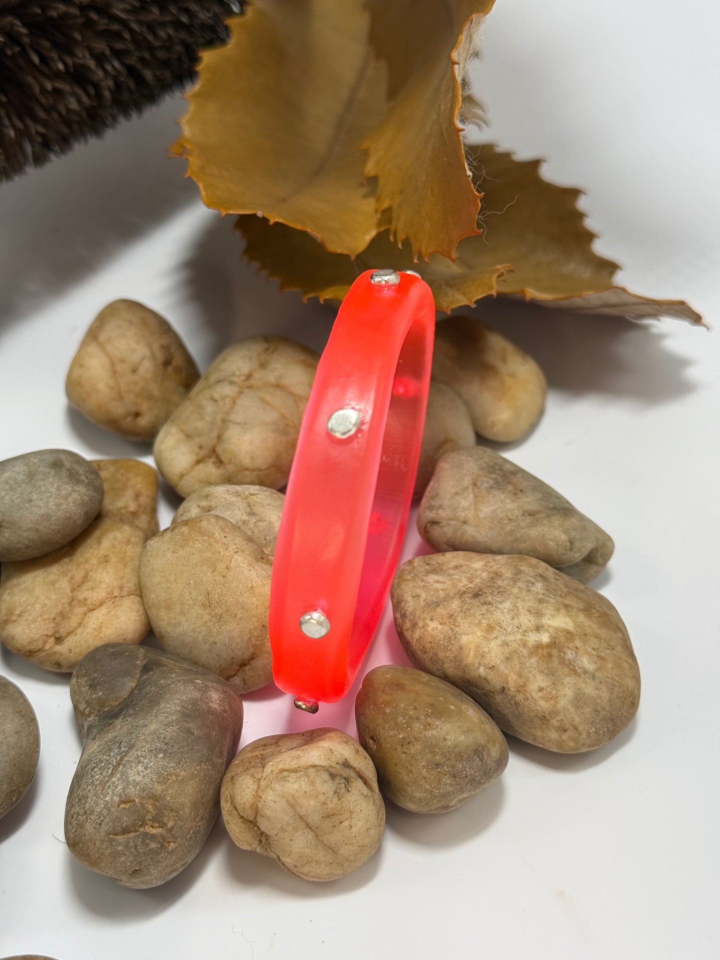 Neon Red resin & silver KWD Classic Bangle