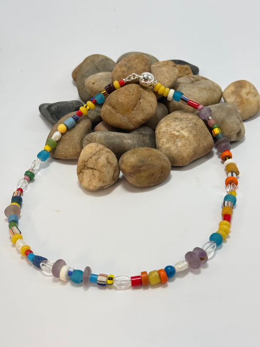 Semi Precious multicoloured stone Necklace with magnetic clasp