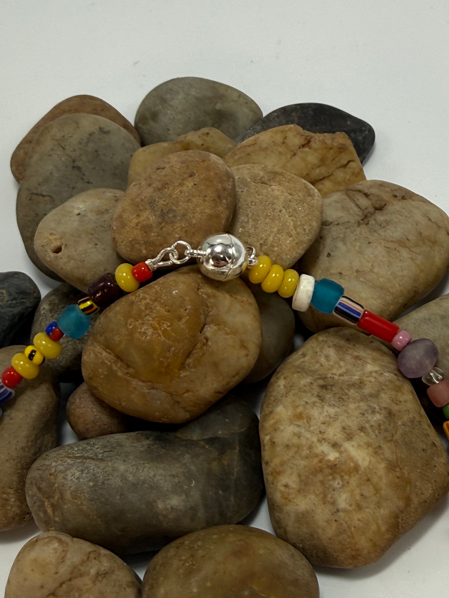 Semi Precious multicoloured stone Necklace with magnetic clasp