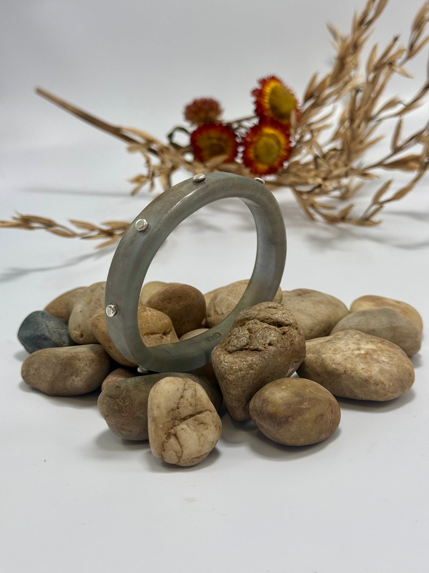 Moss Green resin & silver KWD Classic Bangle