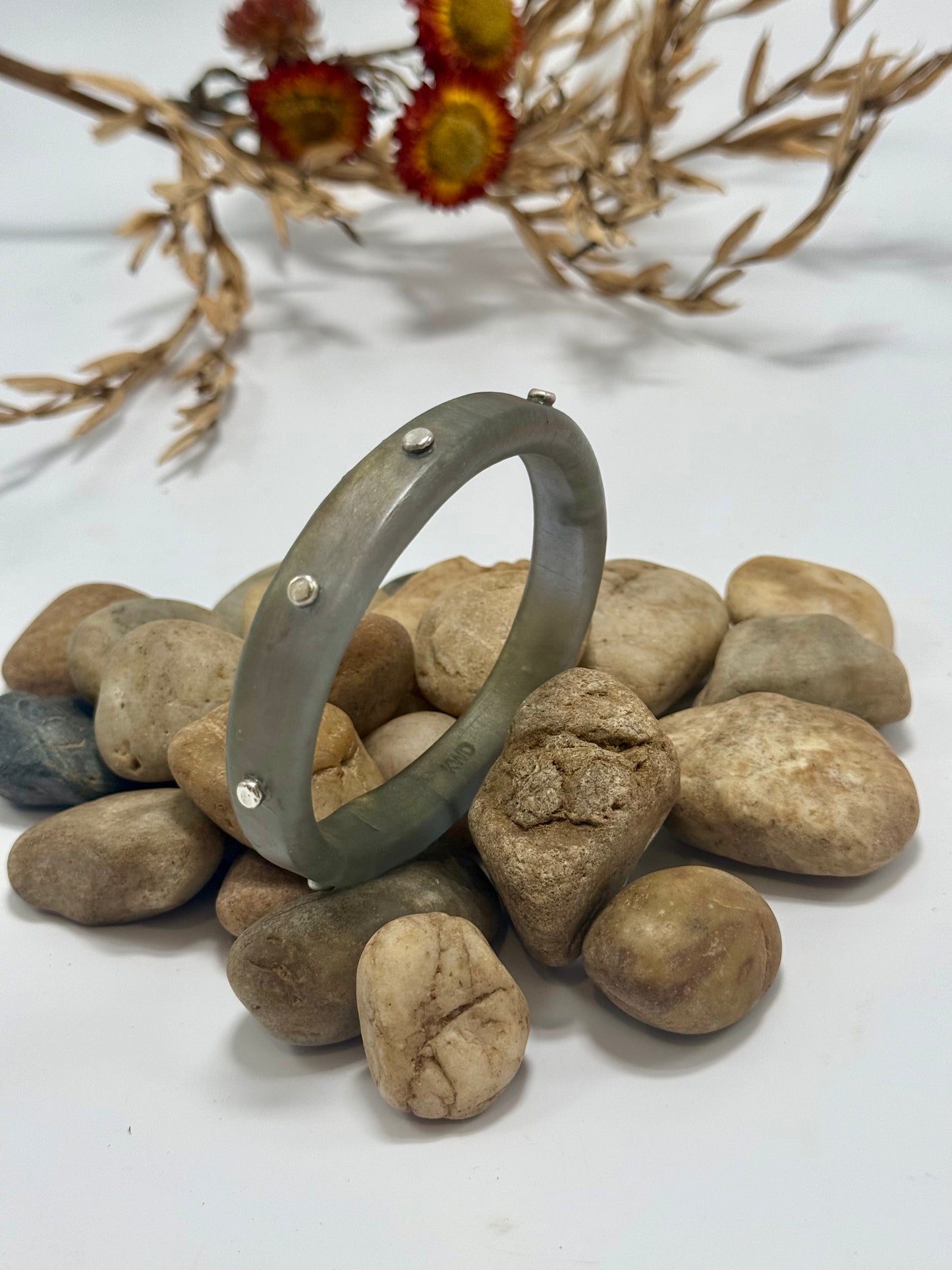 Moss Green resin & silver KWD Classic Bangle