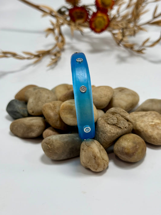 Translucent Blue KWD Classic Resin & cubic zirconia bangle NEW