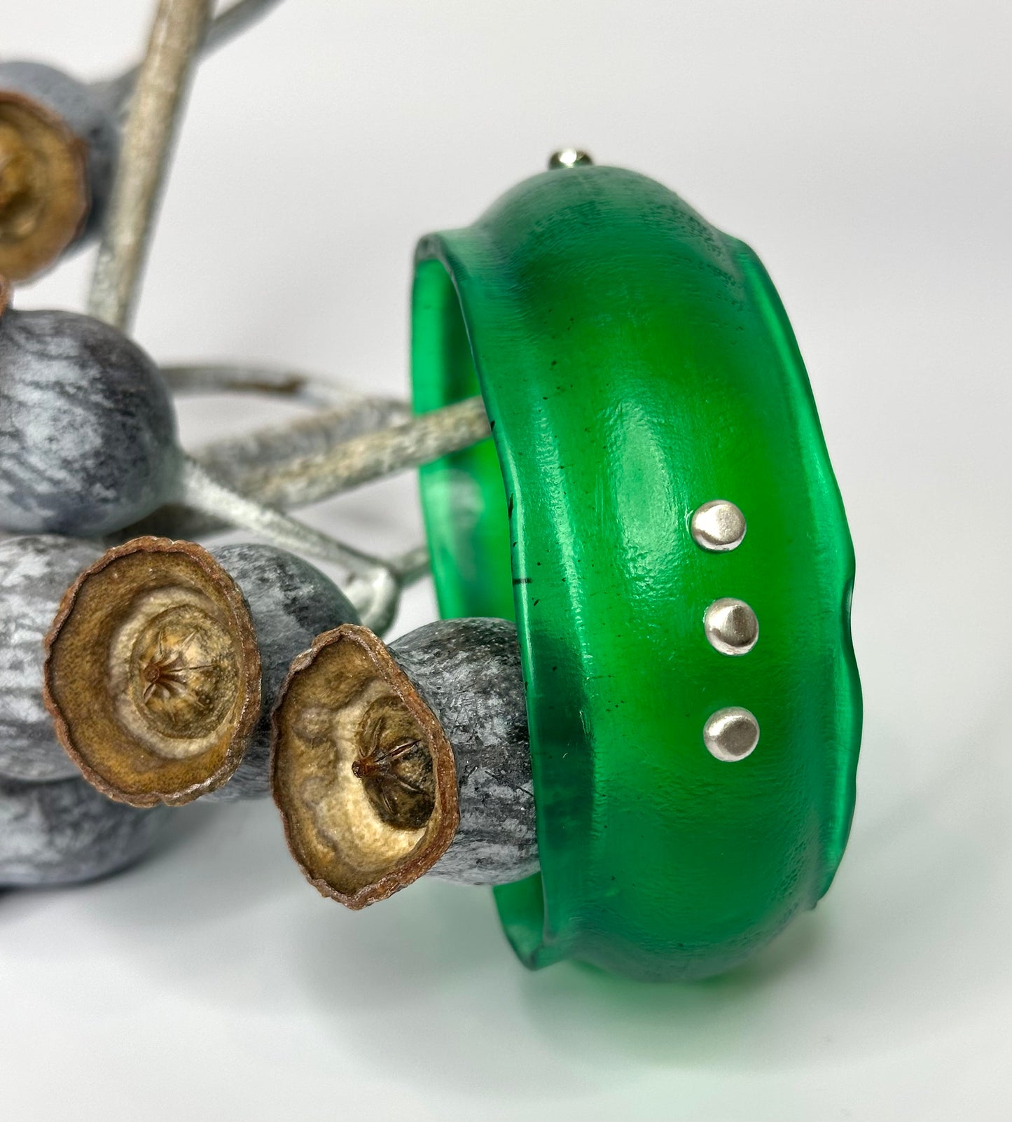 Jade Green Resin wide bangle