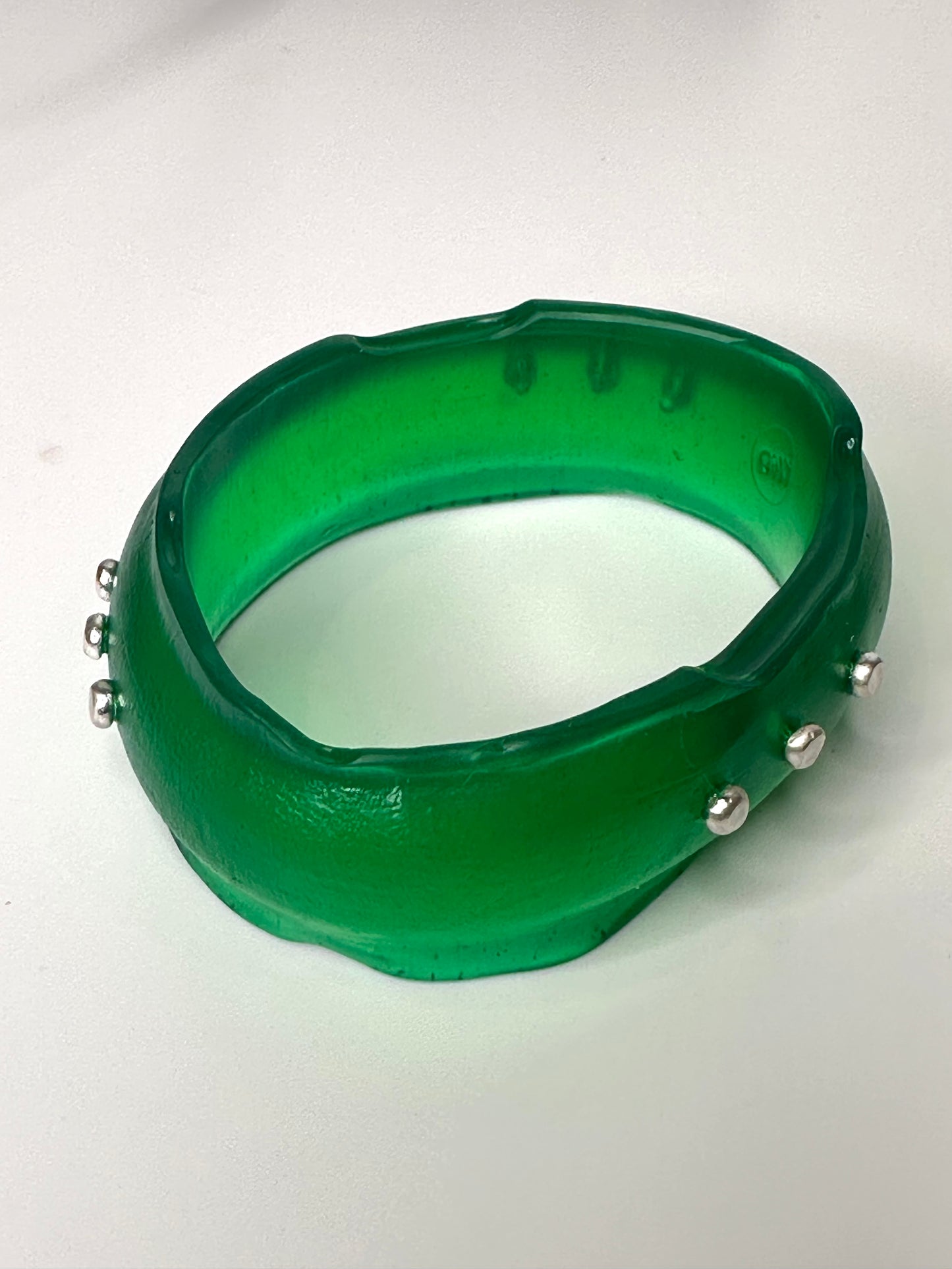 Jade Green Resin wide bangle