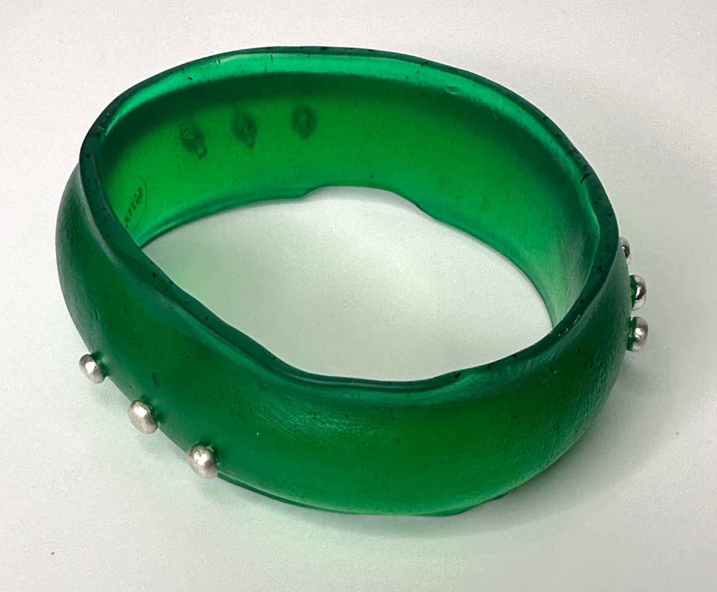 Jade Green Resin wide bangle