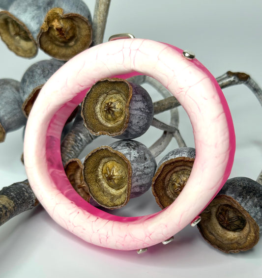 Neon Pink with white woopy bangle