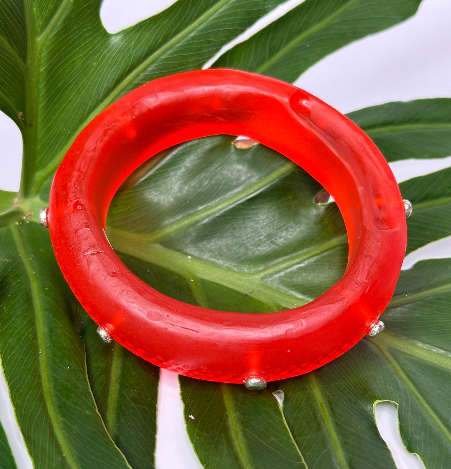 Burnt Orange Spotty Resin Bangle
