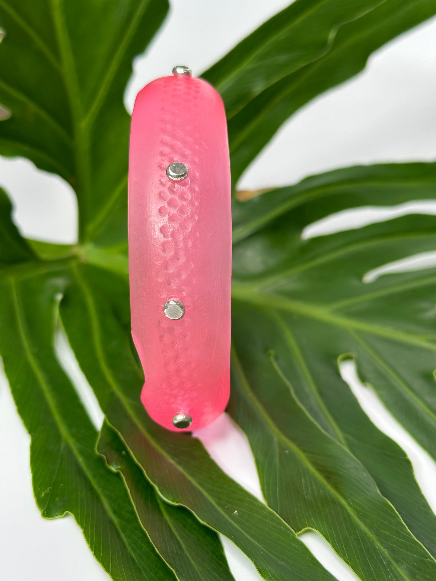 Translucent Pink Spotty Resin Bangle