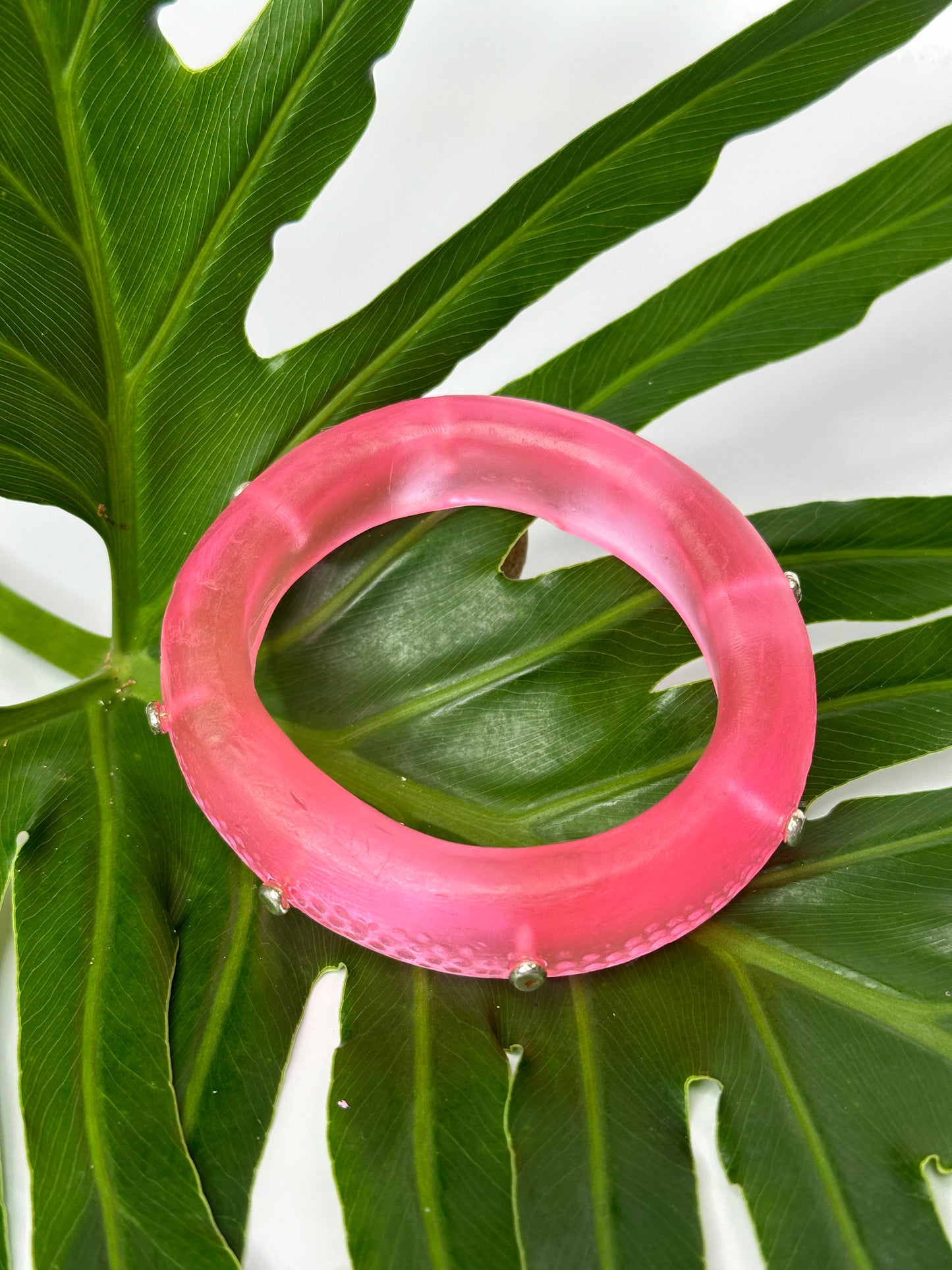 Translucent Pink Spotty Resin Bangle