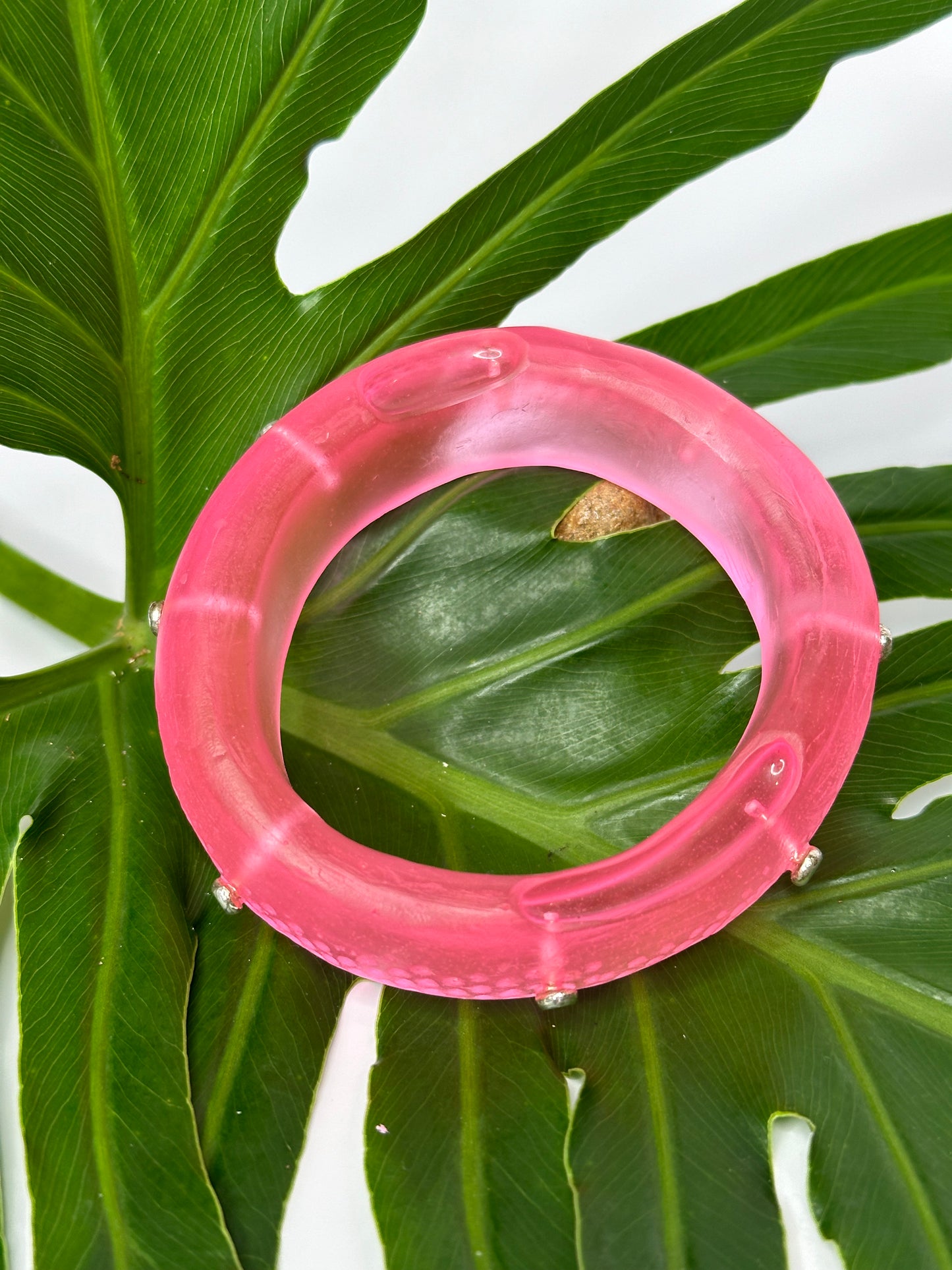 Translucent Pink Spotty Resin Bangle