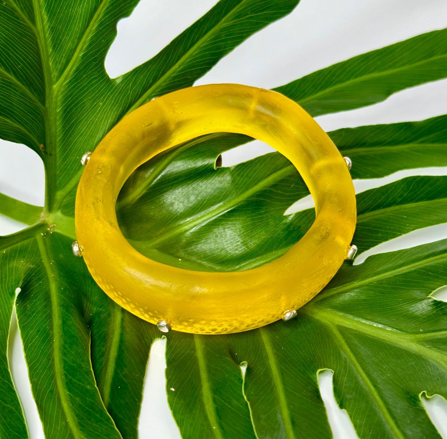 Translucent Yellow Spotty Resin Bangle