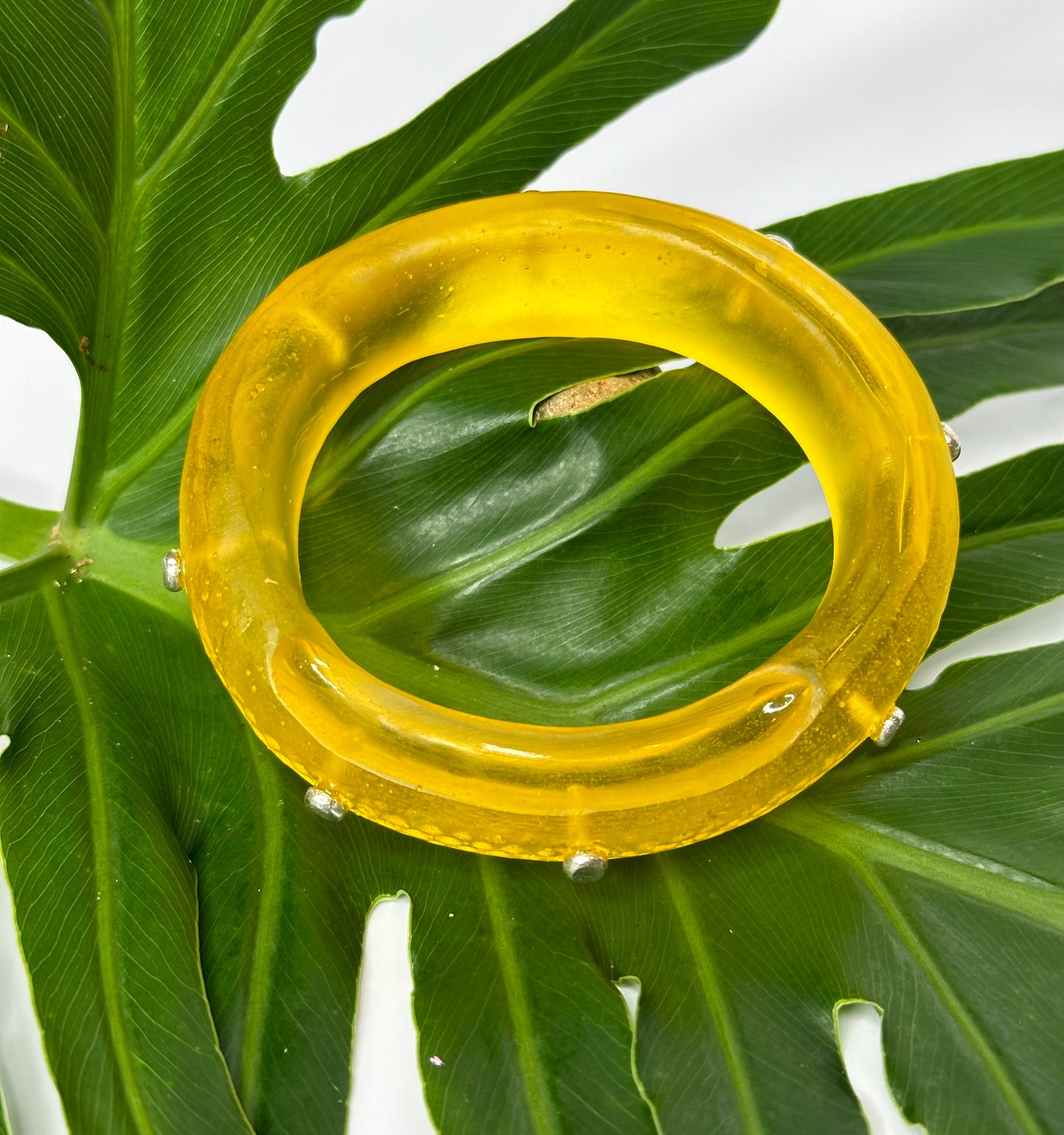 Translucent Yellow Spotty Resin Bangle