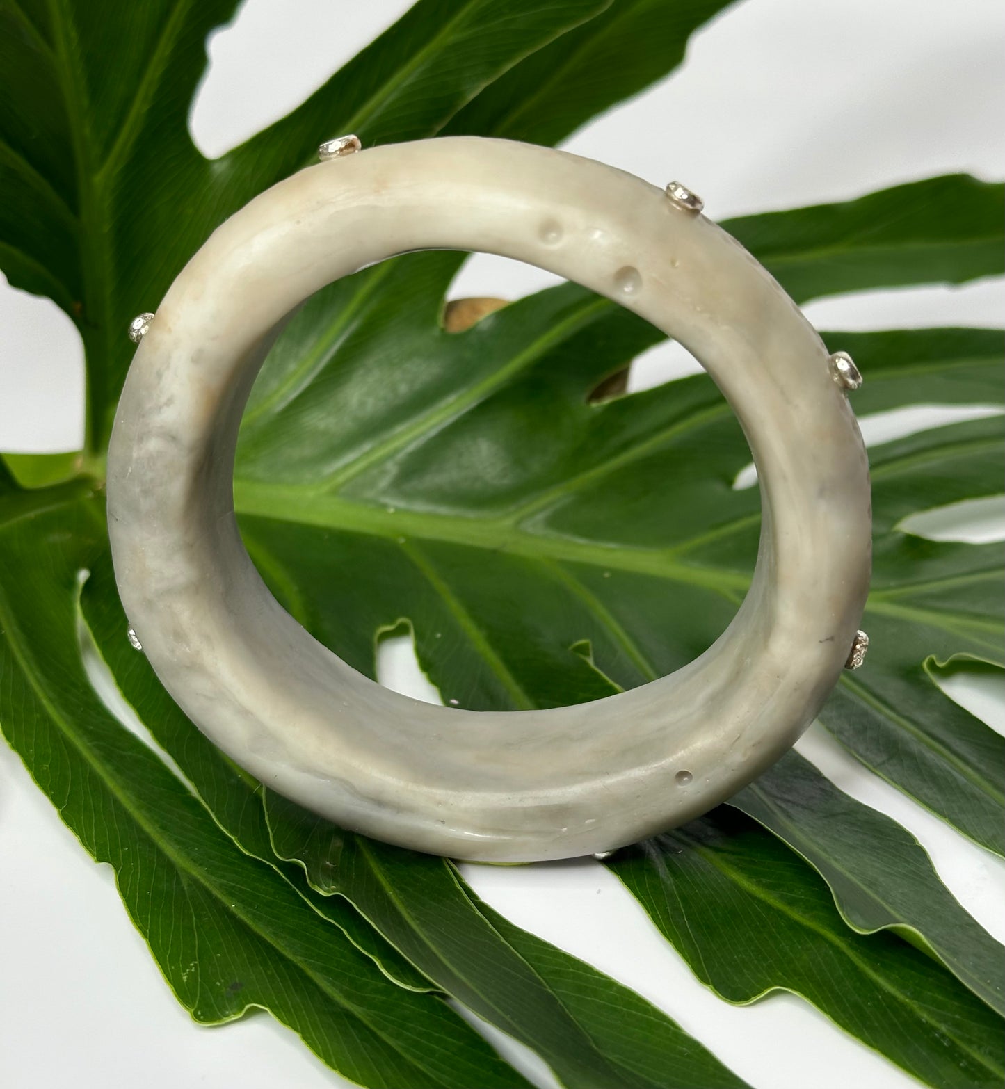 Grey/Brown/Cream Spotty Resin Bangle