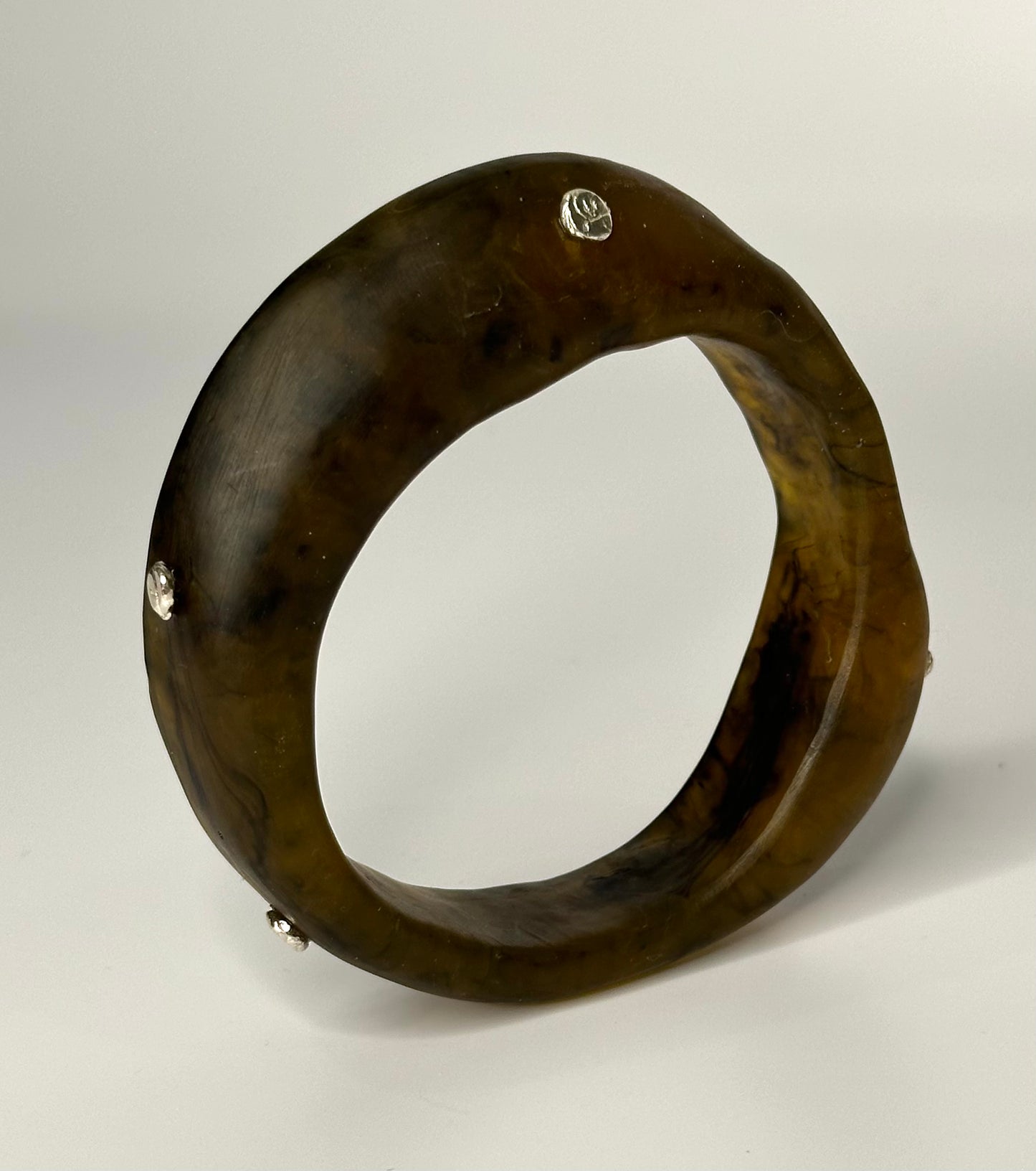 Tortoise Shell 'Georgia' bangle with sterling silver
