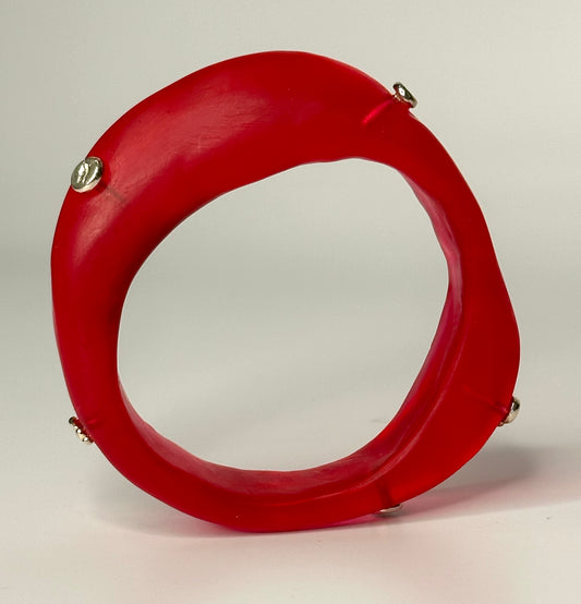 Strawberry Red 'Georgia' bangle with sterling silver