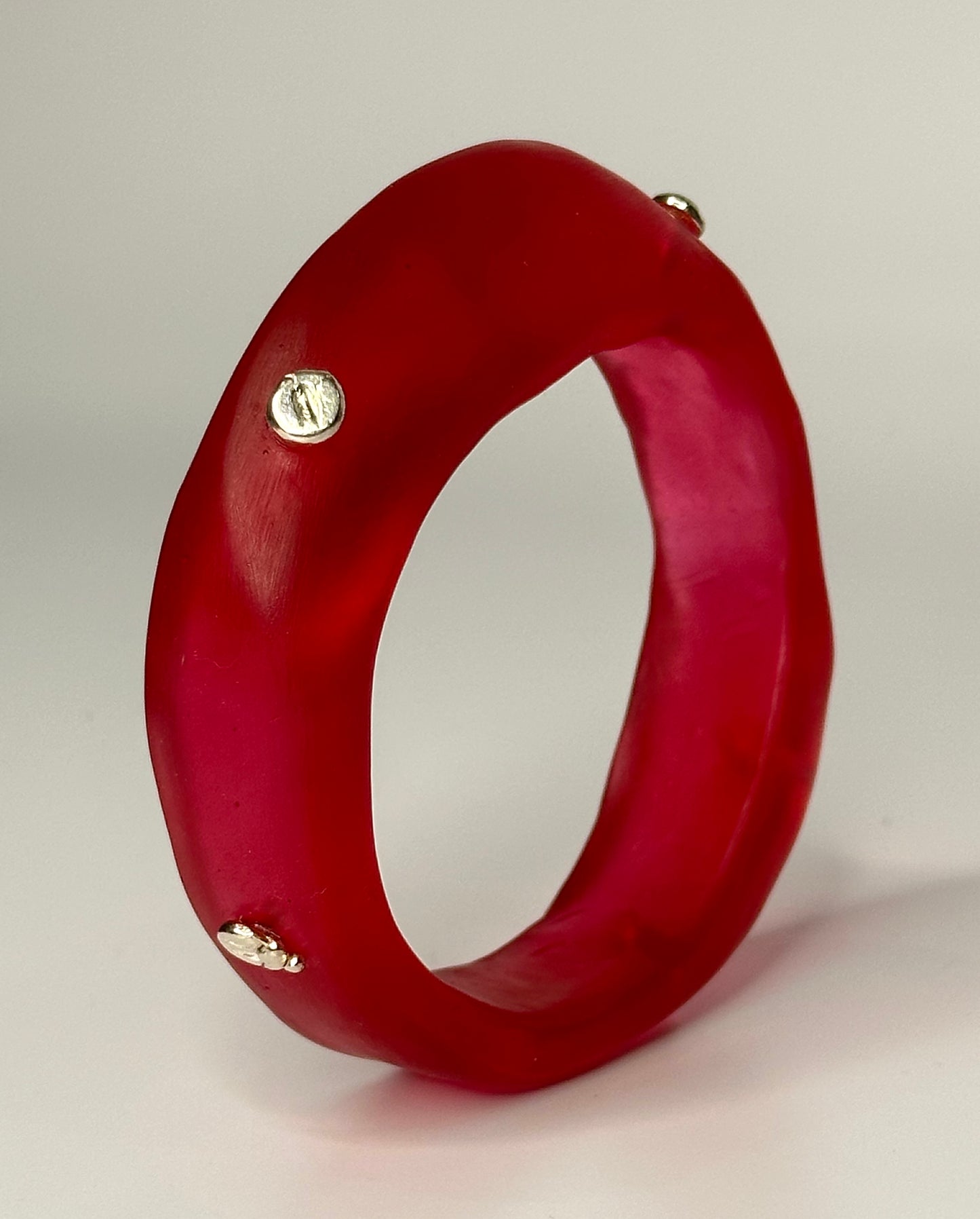 Strawberry Red 'Georgia' bangle with sterling silver